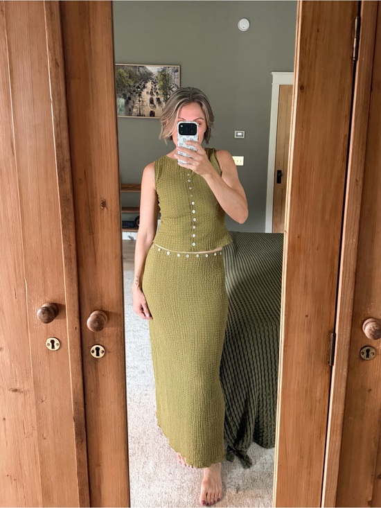 Lisa Says Gah Dresses & Skirts - NWT Lisa Says Gah Olive Textured Button Top & Sammy Maxi Skirt Set M